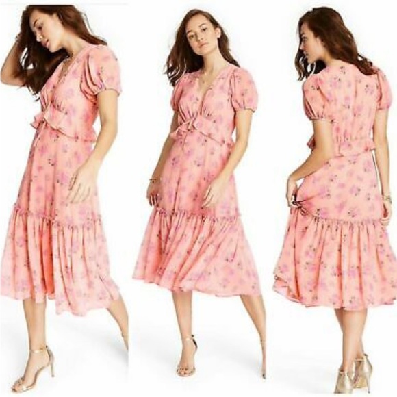 LoveShackFancy X Target Fleur Floral Pink Melon Midi Dress Sz 6 - Picture 2 of 9